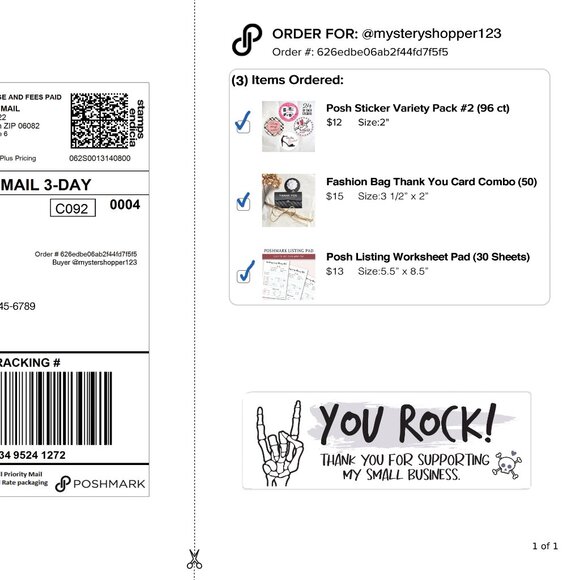 NEW - You Rock! Sticker Labels – (48 ct) - Picture 3 of 5